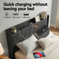 Sicily Bed Frame Gas Lift Storage Bed with Charging Ports Upholstered Geometric Headboard - Charcoal Grey Queen