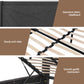 Sicily Bed Frame Gas Lift Storage Bed with Charging Ports Upholstered Geometric Headboard - Charcoal Grey Queen