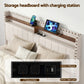 Solvian Bed Frame with Shelf Storage Drawers Charging Station Mood Lighting - White Queen