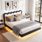 Ondine Bed Frame Floating Design with RGB LED and USB Charging - Black & Beige Double