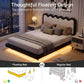 Ondine Bed Frame Floating Design with RGB LED and USB Charging - Black & Beige Double
