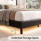 Ondine Bed Frame Floating Design with RGB LED and USB Charging - Black & Beige Double