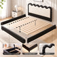 Ondine Bed Frame Floating Design with RGB LED and USB Charging - Black & Beige Double