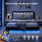 Ondine Bed Frame Floating Design with RGB LED and USB Charging - Black & Beige Queen