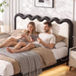 Ondine Bed Frame Floating Design with RGB LED and USB Charging - Black & Beige Queen