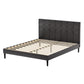 Eloise Bed Frame Base with LED Lights Charge Ports Leather - Black Queen