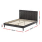 Eloise Bed Frame Base with LED Lights Charge Ports Leather - Black Queen