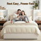 Alora Bed Frame with Gaslift Storage USB Type-C Charging Ports Velvet Upholstery - White Double