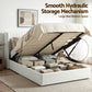 Alora Bed Frame with Gaslift Storage USB Type-C Charging Ports Velvet Upholstery - White Double