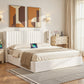 Alora Bed Frame with Gaslift Storage USB Type-C Charging Ports Velvet Upholstery - White King