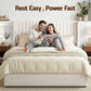 Alora Bed Frame with Gaslift Storage USB Type-C Charging Ports Velvet Upholstery - White King