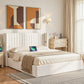 Alora Bed Frame with Gaslift Storage USB Type-C Charging Ports Velvet Upholstery - White Queen