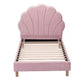 Vella Bed Frame Scallop Upholstered Headboard Velvet Platform Base - Pink Single