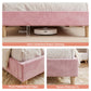 Vella Bed Frame Scallop Upholstered Headboard Velvet Platform Base - Pink Single
