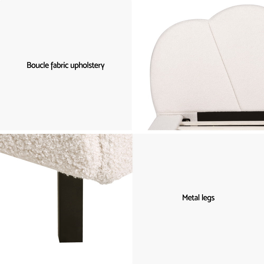 Kinsley Bed Frame Bouclé - Beige Single