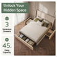 Cashmere Bed Frame with 3 Storage Drawers Wingback Headboard Heavy Duty Metal Platform Base - Beige Double