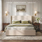 Cashmere Bed Frame with 3 Storage Drawers Wingback Headboard Heavy Duty Metal Platform Base - Beige Double