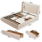 Cashmere Bed Frame with 3 Storage Drawers Wingback Headboard Heavy Duty Metal Platform Base - Beige King