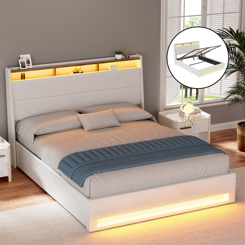 Charoite Bed & Mattress Package with 27cm Mattress - White Queen