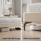 Moss Double Bed Frame Upholstered Platform Bed with Tufted Headboard - Beige Double