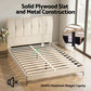 Moss Double Bed Frame Upholstered Platform Bed with Tufted Headboard - Beige Double