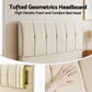 Moss Double Bed Frame Upholstered Platform Bed with Tufted Headboard - Beige Queen