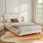 Cozya Bed Frame Cloud Headboard Boucle Fabric Platform Base - White King Single