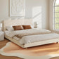 Cozya Bed Frame Cloud Headboard Boucle Fabric Platform Base - White Queen