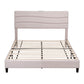Bellona Bed Frame with Storage Adjustable Headboard Platform Linen Fabric Charging Ports - White Queen