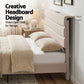 Bellona Bed Frame with Storage Adjustable Headboard Platform Linen Fabric Charging Ports - White Queen