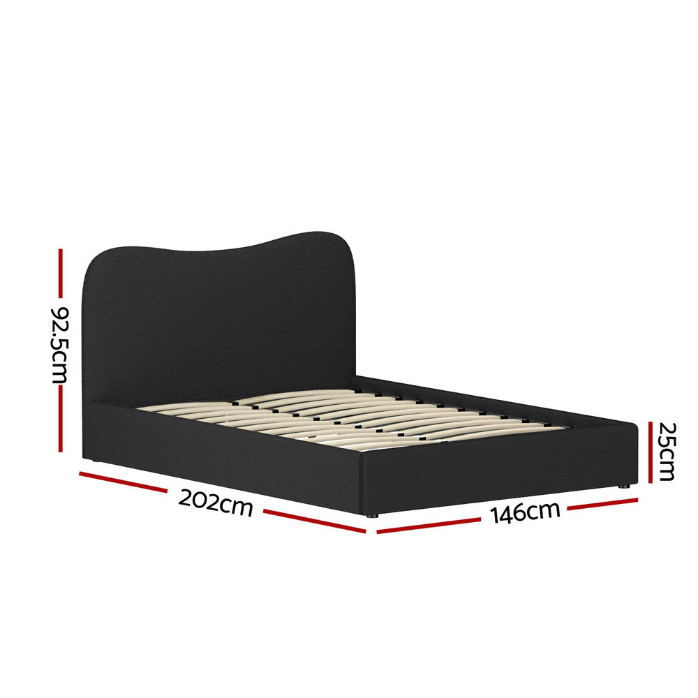 Naida Bed Frame Bouclé - Black Double