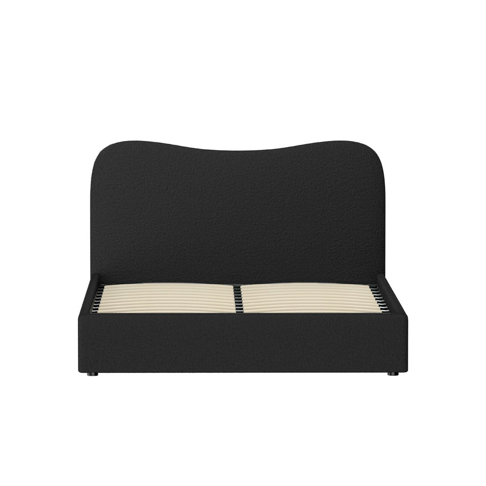 Naida Bed Frame Bouclé - Black Double