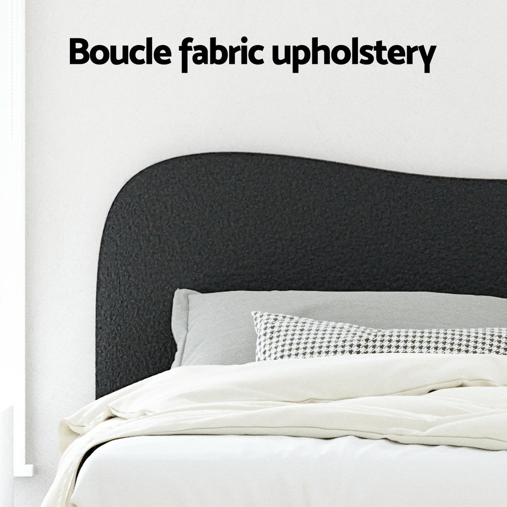 Naida Bed Frame Bouclé - Black Double