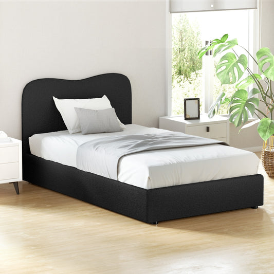 Naida Bed Frame Bouclé - Black King Single