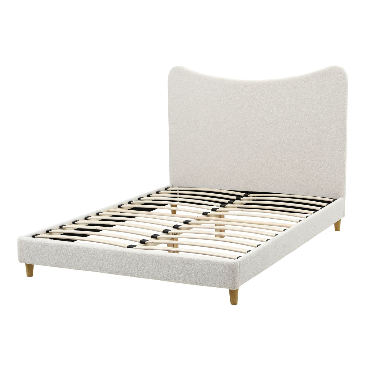 Nola Bed Frame with Boucle Headboard - Beige Double