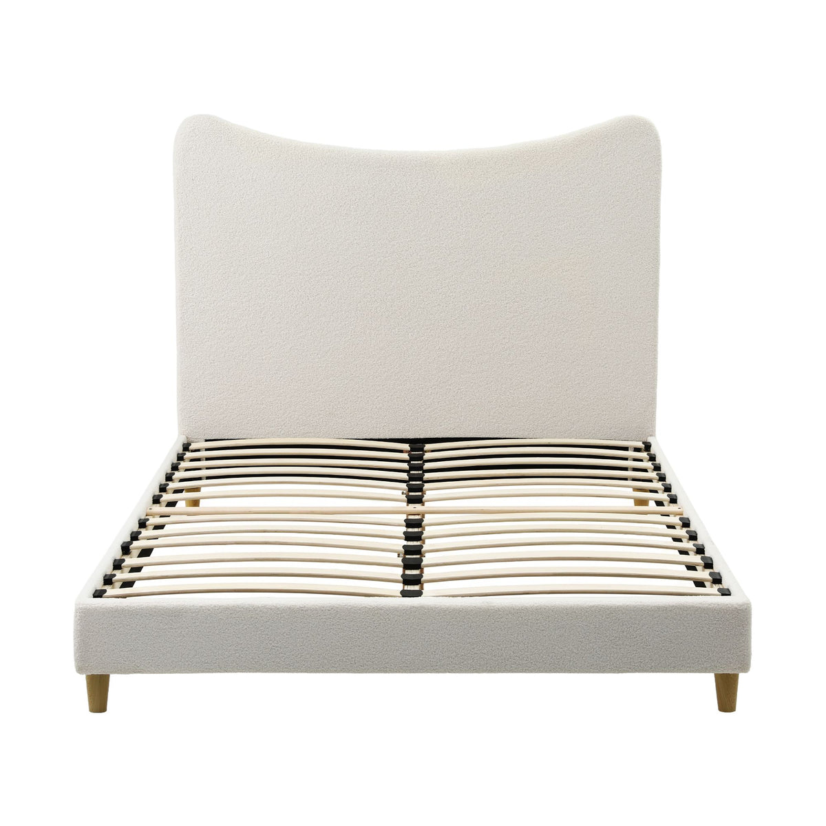 Nola Bed Frame with Boucle Headboard - Beige Double