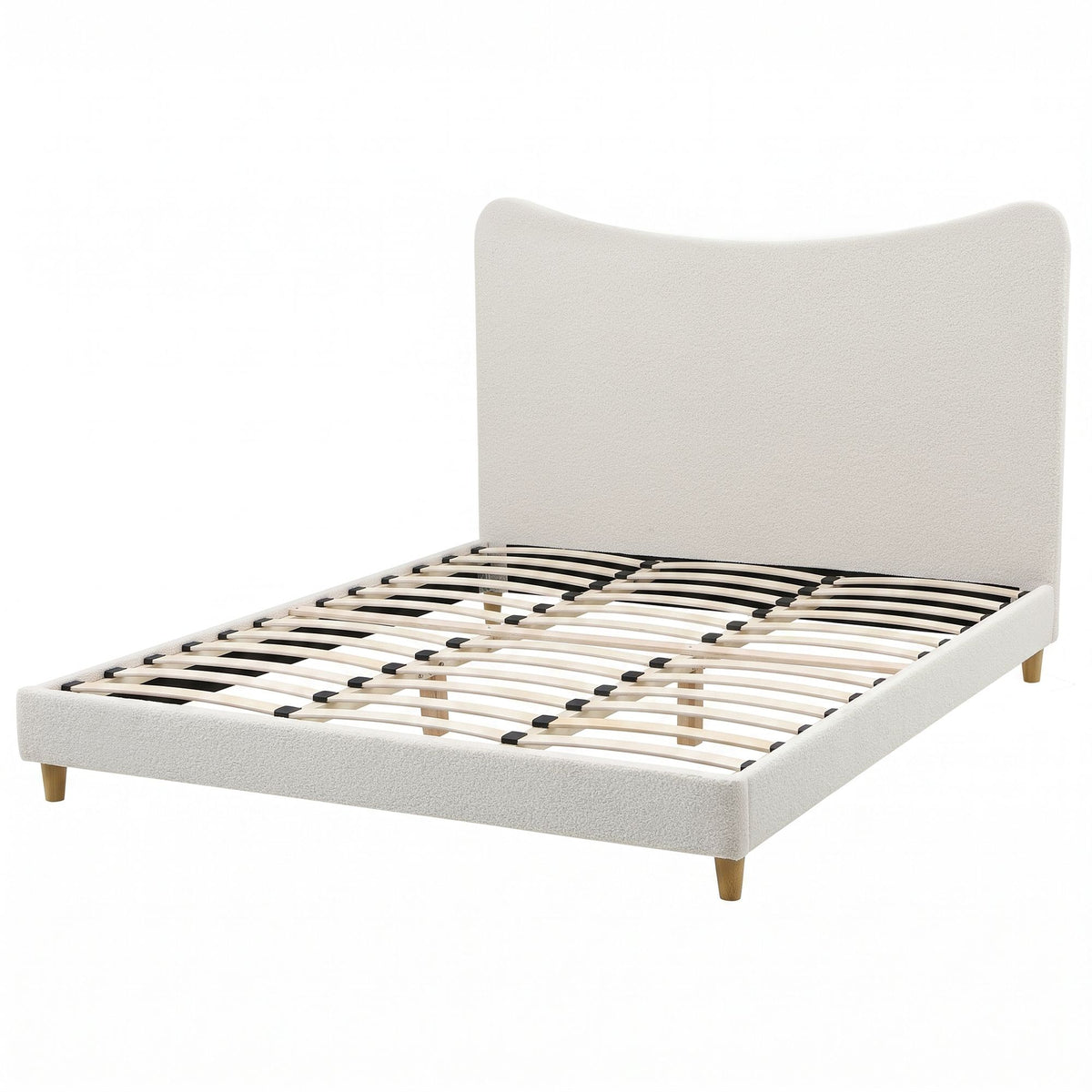 Nola Bed Frame with Boucle Headboard - Beige King