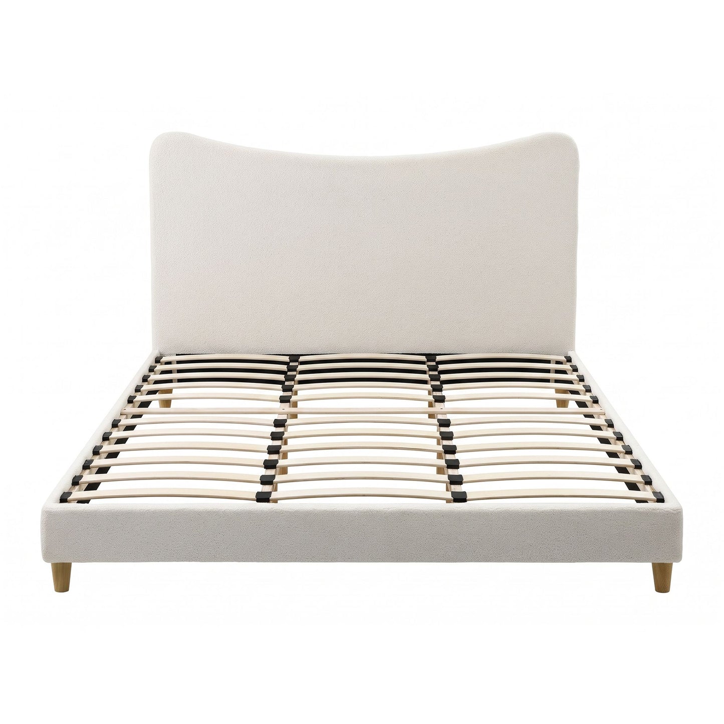 Nola Bed Frame with Boucle Headboard - Beige King
