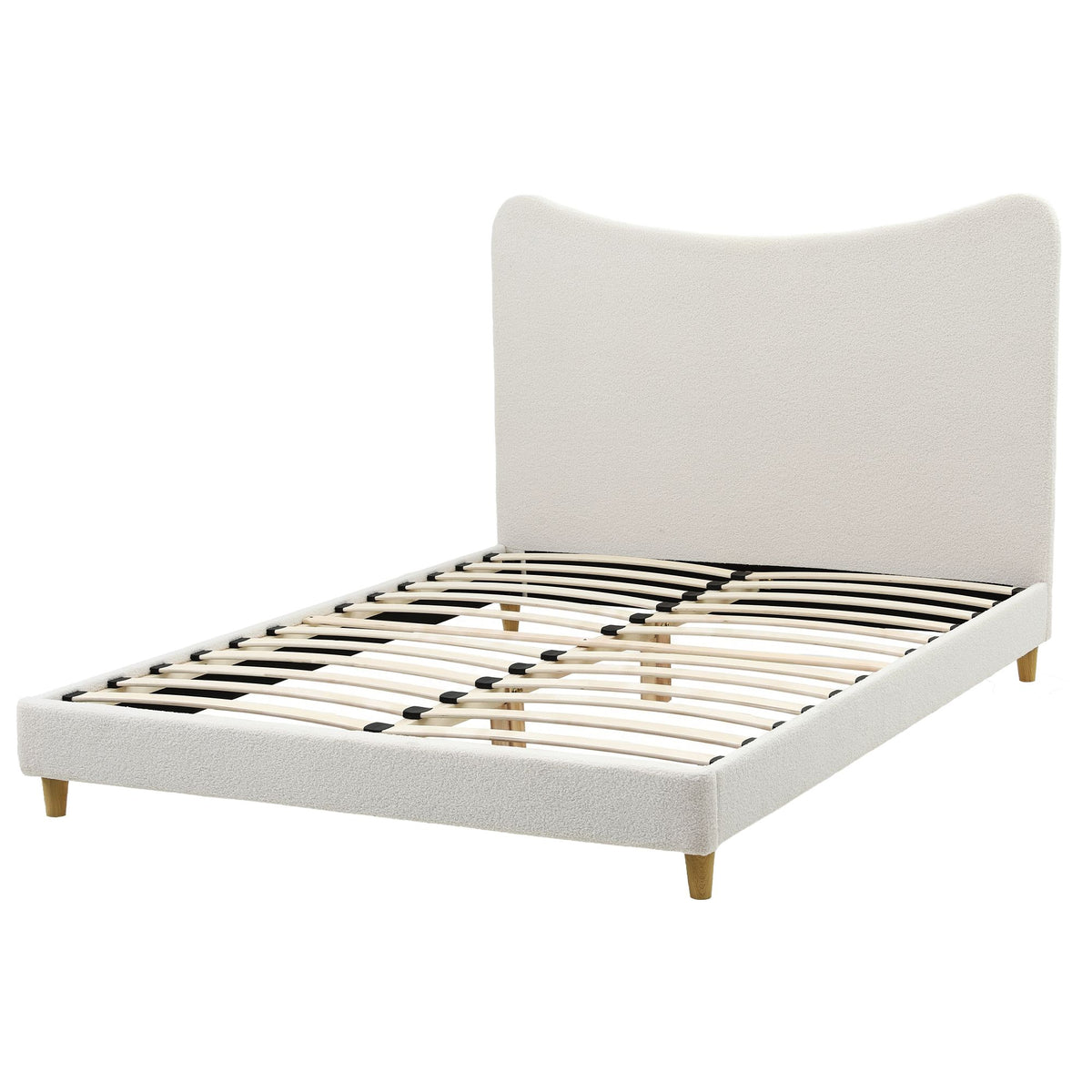 Nola Bed Frame with Boucle Headboard - Beige Queen