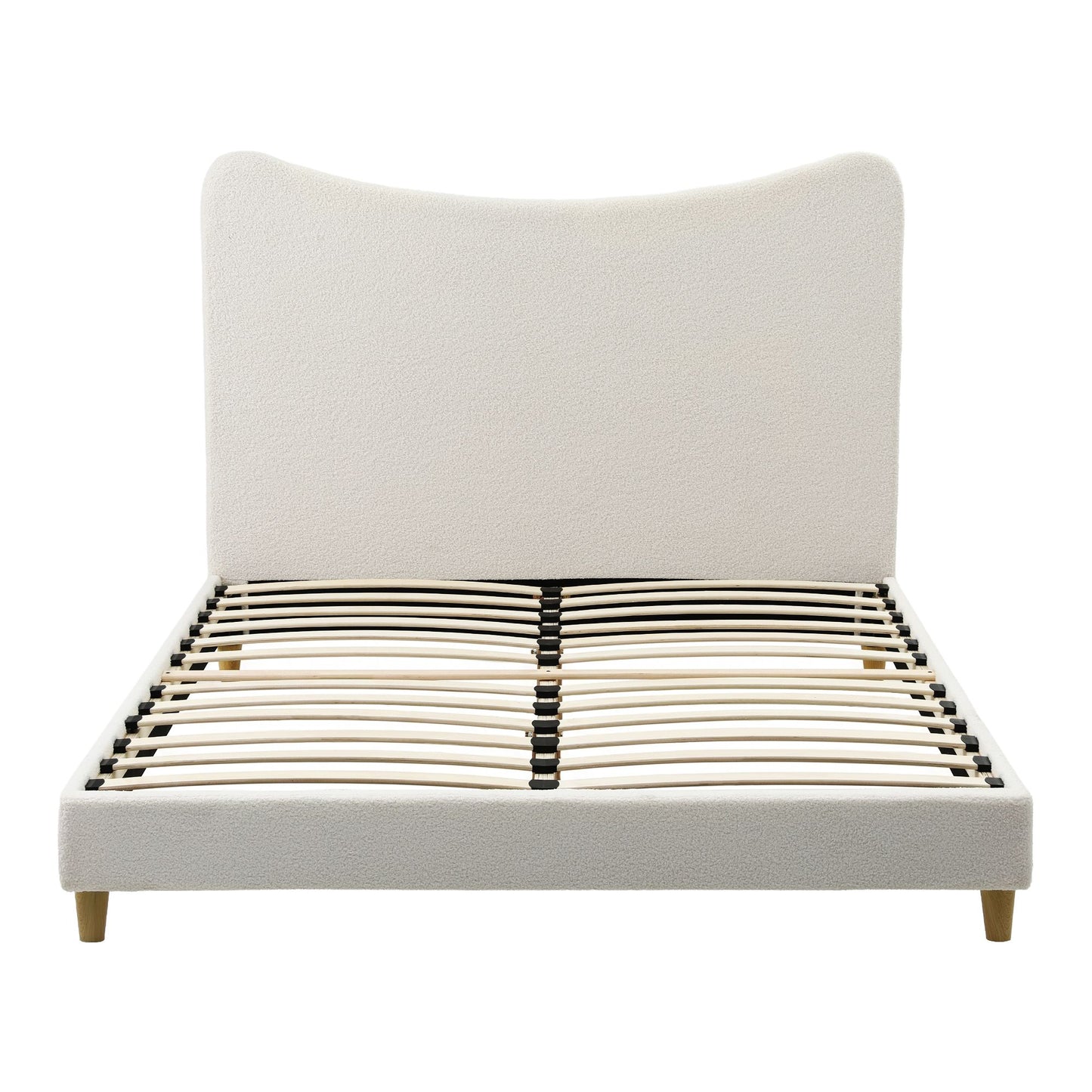 Nola Bed Frame with Boucle Headboard - Beige Queen