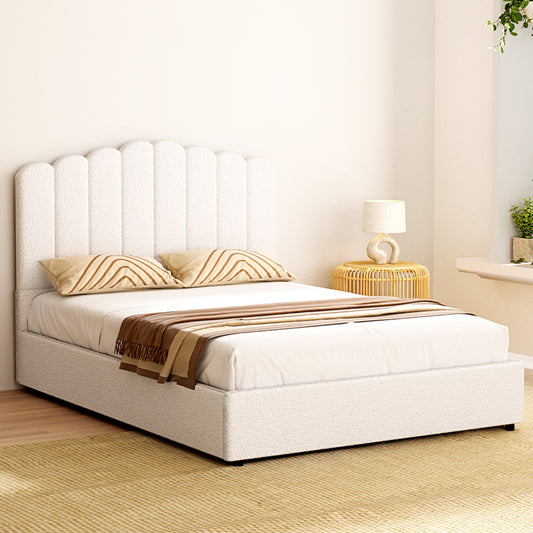 Fiona Bed Frame Bouclé - Beige Double