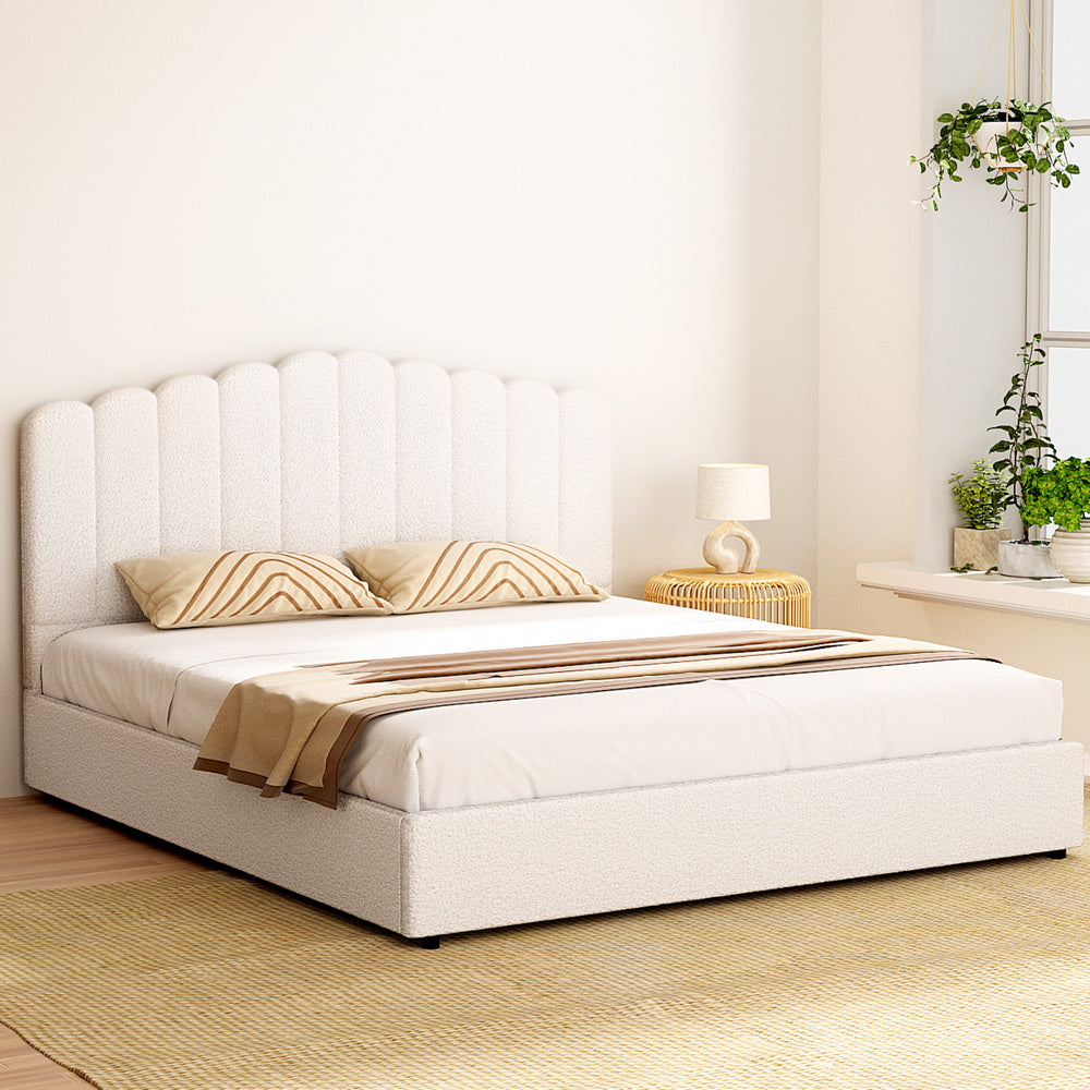 Fiona Bed Frame Bouclé - Beige King