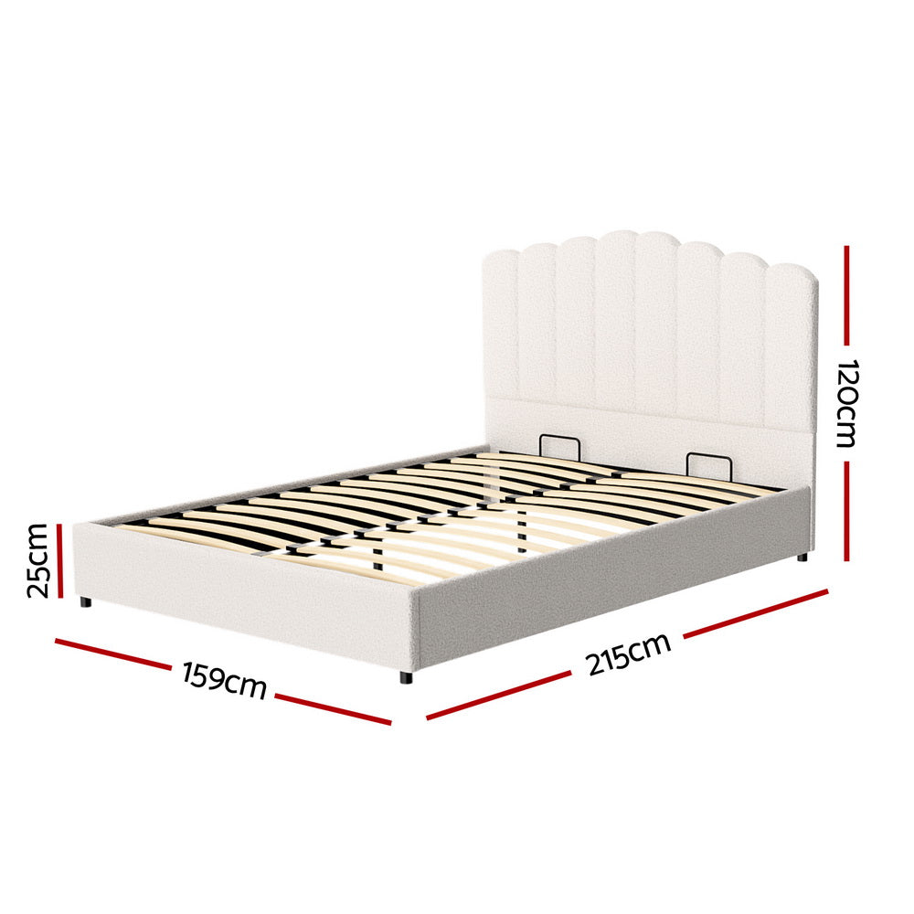 Fiona Bed Frame Bouclé - Beige Queen