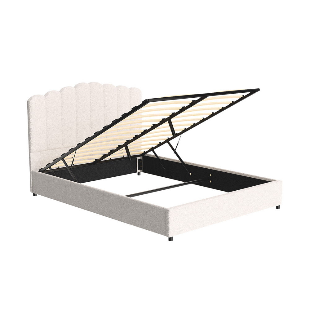 Fiona Bed Frame Bouclé - Beige Queen
