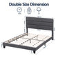 Liora Upholstered Bed Frame with Geometric Headboard Linen Wood Slats - Charcoal Grey Double