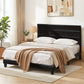 Liora Upholstered Bed Frame with Geometric Headboard Velvet - Black King