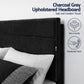 Liora Upholstered Bed Frame with Geometric Headboard Velvet - Black King