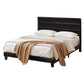 Liora Upholstered Bed Frame with Geometric Headboard Velvet - Black King