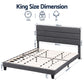 Liora Upholstered Bed Frame with Geometric Headboard Linen Wood Slats - Charcoal Grey King