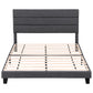 Liora Upholstered Bed Frame with Geometric Headboard Linen Wood Slats - Charcoal Grey King